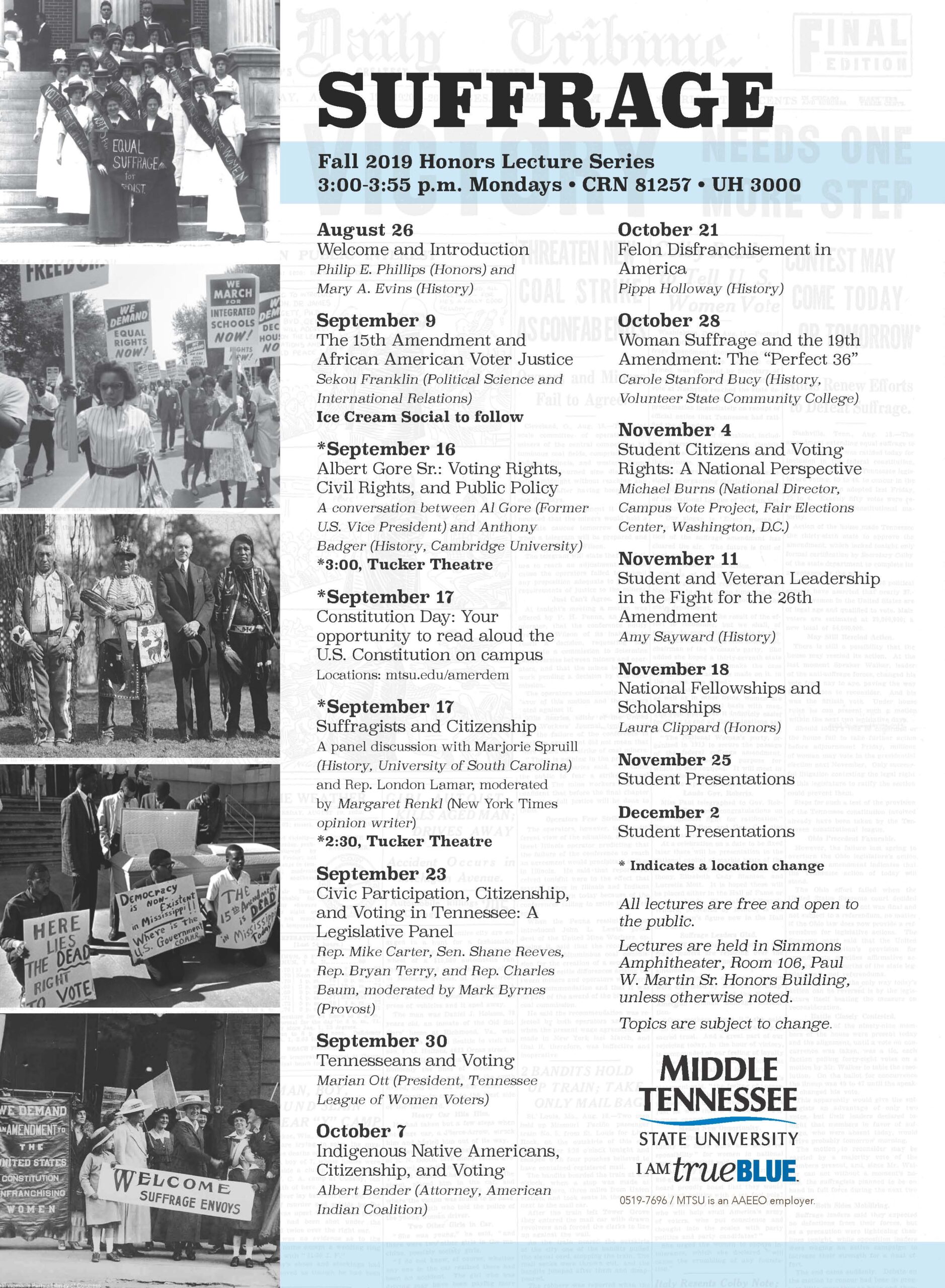 Lecture Series Program Flow Lecture Series: Fall 2019 - Honors College